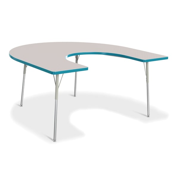 Berries Horseshoe Activity Table, 66 in. x 60 in., A-height, Freckled Gray/Teal/Gray